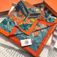 Hermes Les Douze Leopards Shawl 140 In Orange