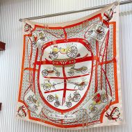 Hermes Les Voitures Nouvelles Scarf 90 In Orange