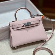 Hermes Mini Kelly II Bag Epsom Leather Palladium Hardware In Light Purple