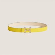 Hermes Mors H 24 Reversible Belt Leather In Yellow/White