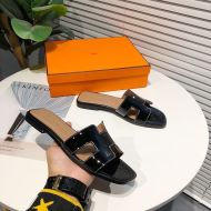 Hermes Oran Slides Women Nappa Leather In Black