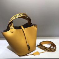 Hermes Picotin Lock Bag Tressage Epsom Leather Palladium Hardware In Yellow