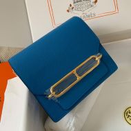 Hermes Roulis Bag Calfskin Leather Gold Hardware In Blue