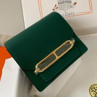 Hermes Roulis Bag Calfskin Leather Gold Hardware In Green