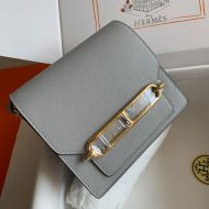 Hermes Roulis Bag Calfskin Leather Gold Hardware In Grey