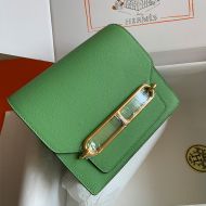 Hermes Roulis Bag Calfskin Leather Gold Hardware In Mint Green