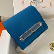 Hermes Roulis Bag Calfskin Leather Palladium Hardware In Blue