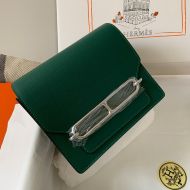 Hermes Roulis Bag Calfskin Leather Palladium Hardware In Green