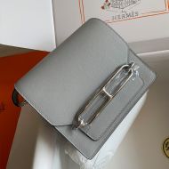 Hermes Roulis Bag Calfskin Leather Palladium Hardware In Grey