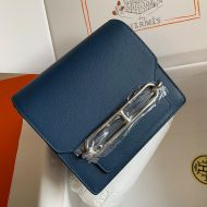 Hermes Roulis Bag Calfskin Leather Palladium Hardware In Navy Blue