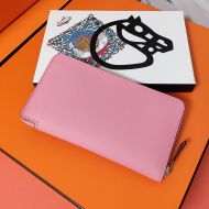 Hermes Silk'In Classique Long Wallet Epsom Leather Pink