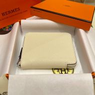 Hermes Silk'In Compact Wallet Epsom Leather In Beige