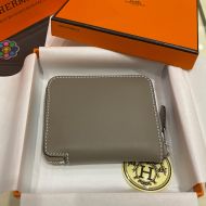 Hermes Silk'In Compact Wallet Epsom Leather In Khaki