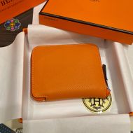 Hermes Silk'In Compact Wallet Epsom Leather In Orange