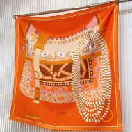 Hermes Silla De Gaucho Scarf 90 In Orange