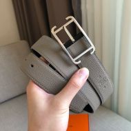 Hermes Society Buckle 32MM Reversible Belt Togo Leather In Grey